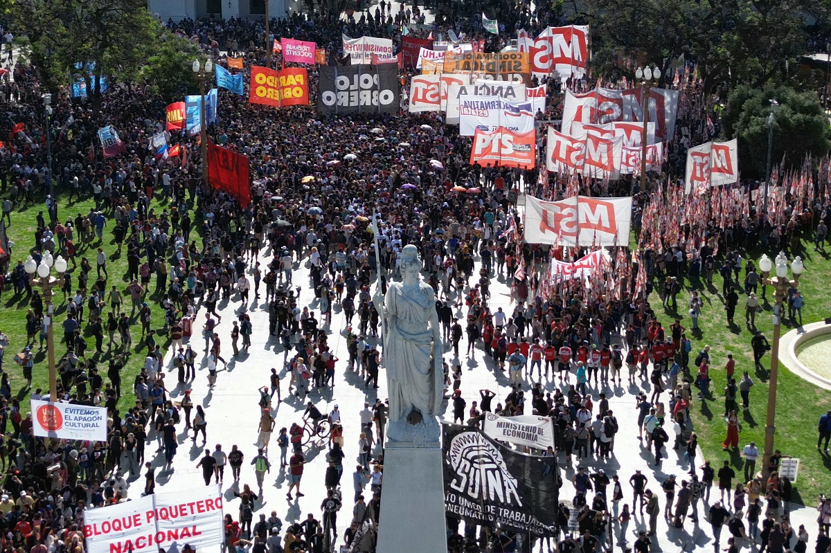 argentina plaza de mayo square during the first demonstration against the new government of javier milei