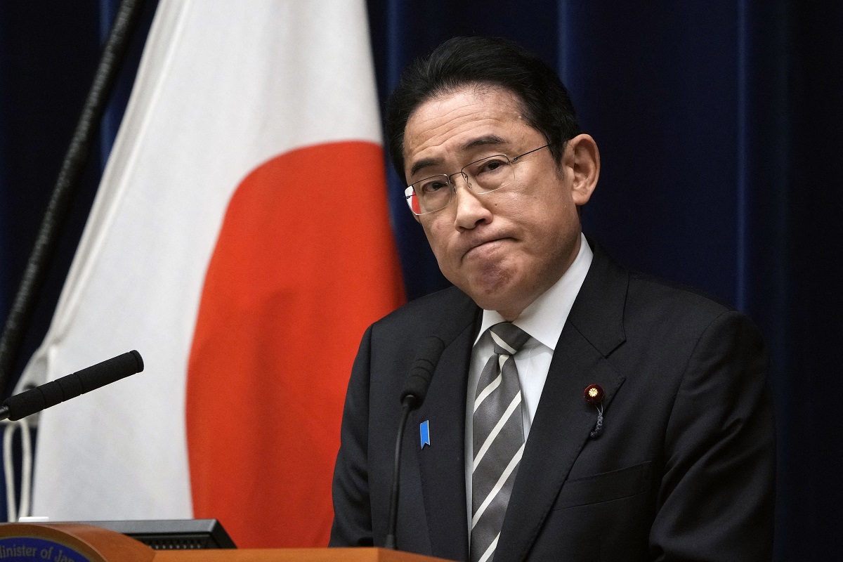 fumio kishida attends a news conference at the prime ministers office in tokyo