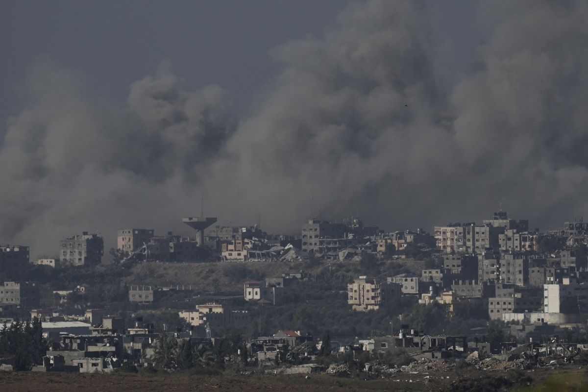 smoke rises from the gaza strip after israeli strikes