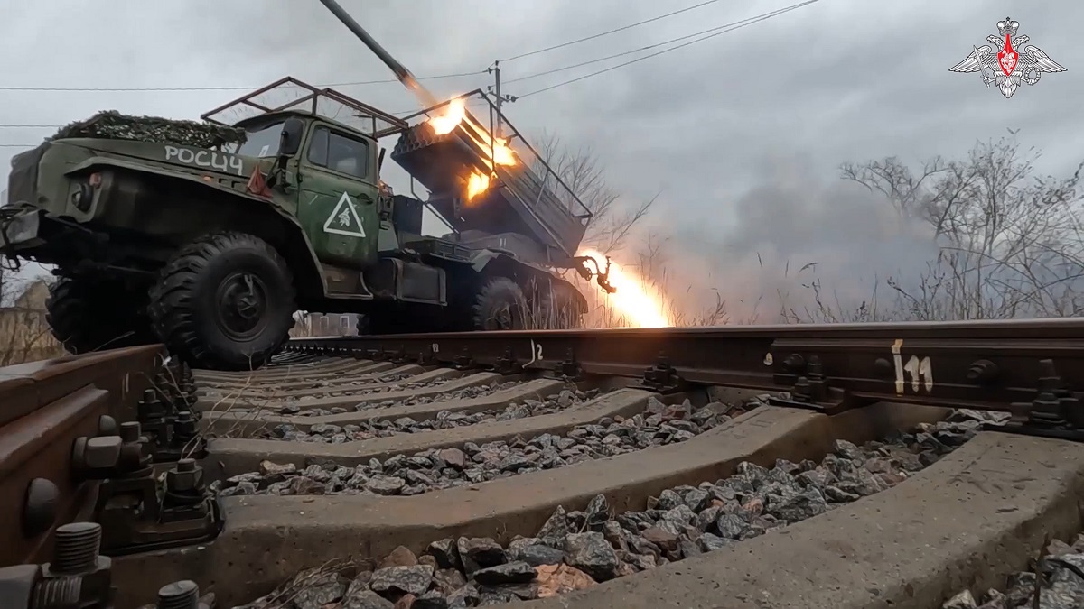 russian armys grad rocket launchers at an undisclosed location in ukraine