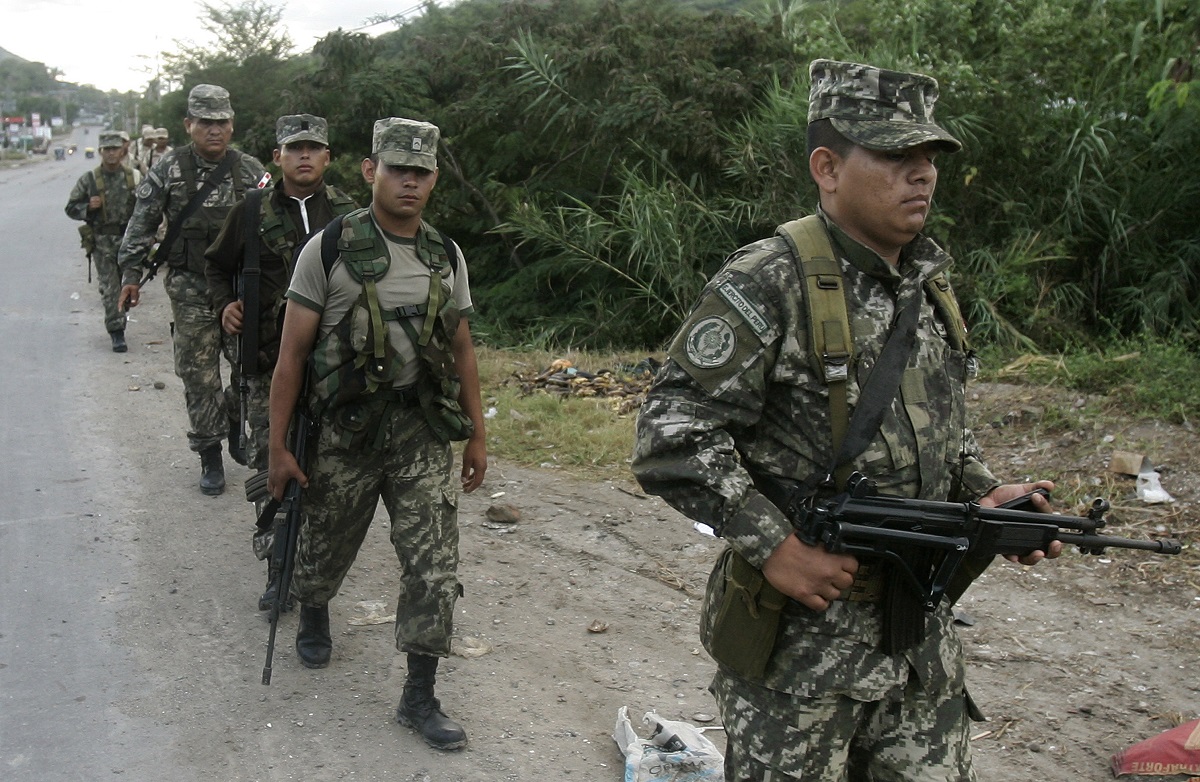 soldiers patrol in bagua chica peru