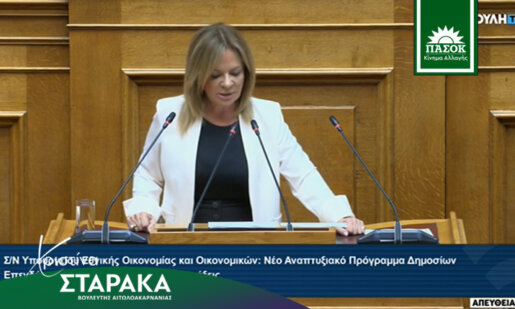 Η Χριστίνα Σταρακά στη συζήτηση του Νομοσχεδίου του Υπ.Οικ. για τις Δημόσιες Επενδύσεις ήταν καταπέλτης για τη δήθεν αναπτυξιακή πολιτική